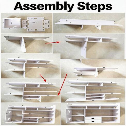White Heart Drawer Bookshelf, Desktop Organizer with Shelves & Heart-Shaped Drawer for Desk, Office, Dorm - Display Storage for Books, Decor, Makeup, Stationery(White), (Upgrade) in Kuwait