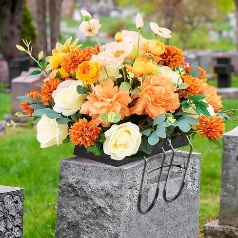 4 عبوات من سرج زهرة القبر مقاس 30.48 سم سروج مقبرة مع أسلاك إسفنجية زهرية مقاومة للصدأ ومجلفنة لتزيين قبر مقبرة الزهور (أسود، كبير) in Kuwait