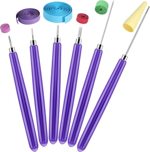Ashmacdo 6 Pcs Paper Quilling Slotted Curling Pens Kit Assorted Sizes Quilling Needle Pen Multifunction Paper Cardmaking Project Tools Set for Art Craft DIY Paper Flowers in Kuwait