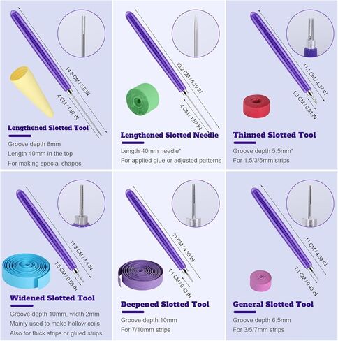 Ashmacdo 6 Pcs Paper Quilling Slotted Curling Pens Kit Assorted Sizes Quilling Needle Pen Multifunction Paper Cardmaking Project Tools Set for Art Craft DIY Paper Flowers in Kuwait