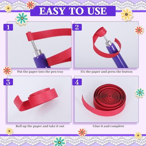 Ashmacdo 6 Pcs Paper Quilling Slotted Curling Pens Kit Assorted Sizes Quilling Needle Pen Multifunction Paper Cardmaking Project Tools Set for Art Craft DIY Paper Flowers in Kuwait