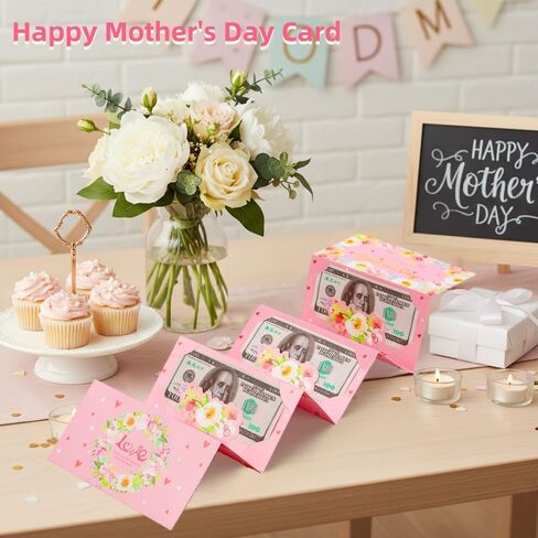مظاريف نقود عيد الأم للهدايا النقدية، حامل نقود DIY مع 6 فتحات، مظاريف نقود وردية زهرية مفاجأة هدايا عيد الأم السعيدة للأم والجدة والزوجة الأم في القانون in Kuwait