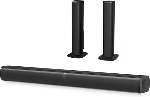 Wohome 2.2 Sound Bar for Smart TV with Built-in Subwoofers, 32 Inches Detachable Soundbar Speaker, Bluetooth 5.3/ARC/Optical/AUX/USB Connection with Colorful Backlight (Black) in Saudi Arabia
