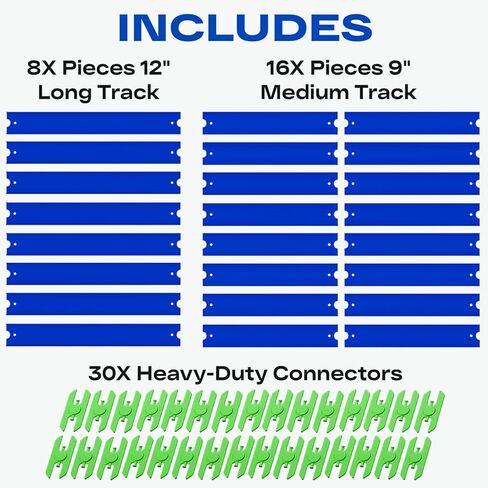 Straight Track Pieces Compatible with Hot Wheels – 24-Piece Extension Pack for 1:64 Scale Racing (20 Feet Total) – Blue Straight Tracks & Connectors in Kuwait