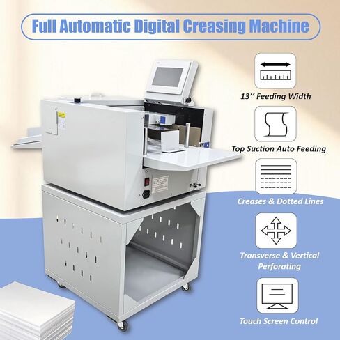 INTSUPERMAI 13in/330mm Fully Automatic Creasing Perforating Machine Auto Digital Creasing Perforator with Touch Control 3 Tool Sets 110V Electric Perforating Machine for Paper Sheets in Kuwait