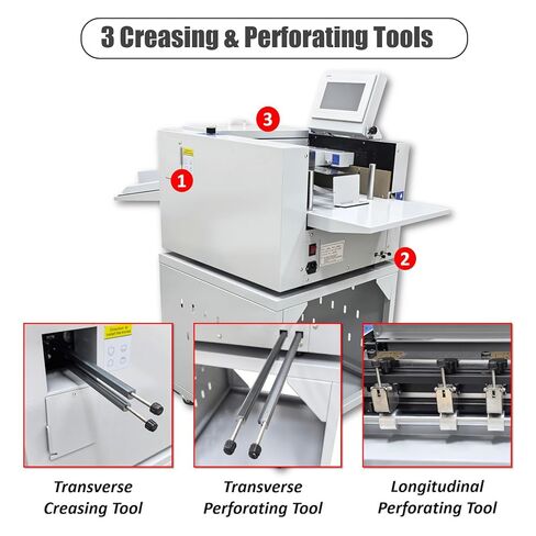 INTSUPERMAI 13in/330mm Fully Automatic Creasing Perforating Machine Auto Digital Creasing Perforator with Touch Control 3 Tool Sets 110V Electric Perforating Machine for Paper Sheets in Kuwait