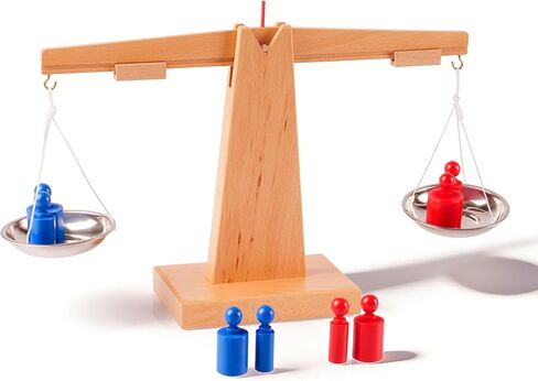 Premium Montessori Balance Scale - Solid Beechwood Base, Wooden Weighing Toy for Kids 3+, Teach Measurement & Mass, 15.3" STEM Math Manipulative, Homeschool Classroom in Kuwait