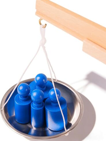 Premium Montessori Balance Scale - Solid Beechwood Base, Wooden Weighing Toy for Kids 3+, Teach Measurement & Mass, 15.3" STEM Math Manipulative, Homeschool Classroom in Kuwait