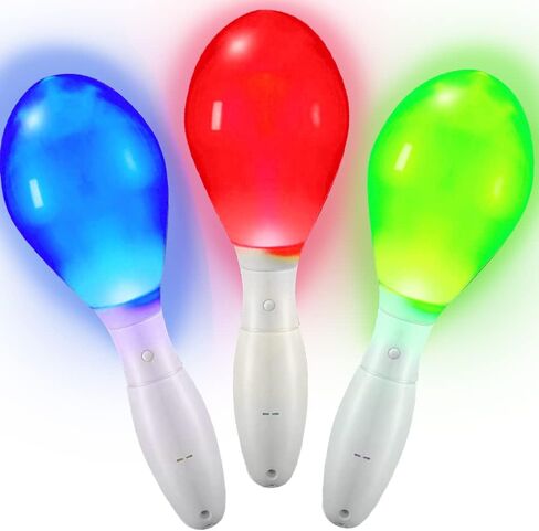 ArtCreativity Light-Up Color Changing Maracas، حزمة من 3، هزازات يدوية للموسيقى LED الوامضة، صانعات ضوضاء ممتعة ولعبة الآلات الموسيقية، هدايا حفلات أعياد الميلاد، حشوات حقائب الهدايا للأطفال in Kuwait