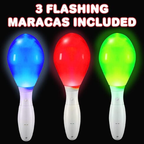 ArtCreativity Light-Up Color Changing Maracas، حزمة من 3، هزازات يدوية للموسيقى LED الوامضة، صانعات ضوضاء ممتعة ولعبة الآلات الموسيقية، هدايا حفلات أعياد الميلاد، حشوات حقائب الهدايا للأطفال in Kuwait