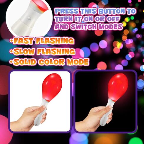 ArtCreativity Light-Up Color Changing Maracas، حزمة من 3، هزازات يدوية للموسيقى LED الوامضة، صانعات ضوضاء ممتعة ولعبة الآلات الموسيقية، هدايا حفلات أعياد الميلاد، حشوات حقائب الهدايا للأطفال in Kuwait