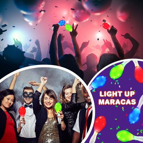 ArtCreativity Light-Up Color Changing Maracas، حزمة من 3، هزازات يدوية للموسيقى LED الوامضة، صانعات ضوضاء ممتعة ولعبة الآلات الموسيقية، هدايا حفلات أعياد الميلاد، حشوات حقائب الهدايا للأطفال in Kuwait