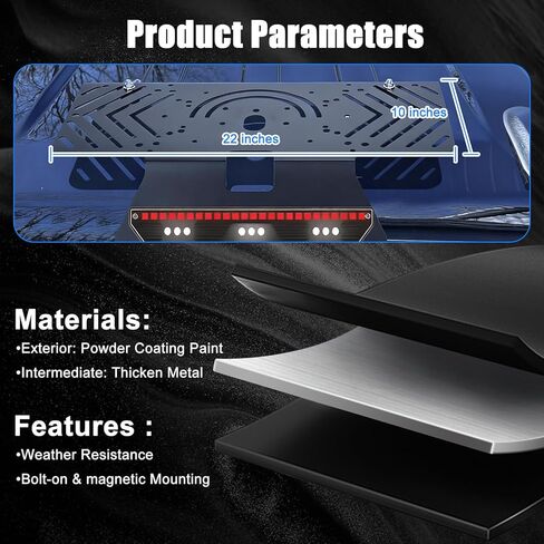 Metal Drill-Free Light Bar Cab Mount Compatible with 2015-2026 Ford F-150 / 2017-2026 Ford F-250 F-350 F-450 F-550, Fit for Magnetic Strobe Light Bar and Magnetic Antenna, Support Bolt-on Mounting in Kuwait