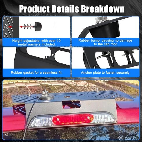 Metal Drill-Free Light Bar Cab Mount Compatible with 2015-2026 Ford F-150 / 2017-2026 Ford F-250 F-350 F-450 F-550, Fit for Magnetic Strobe Light Bar and Magnetic Antenna, Support Bolt-on Mounting in Kuwait