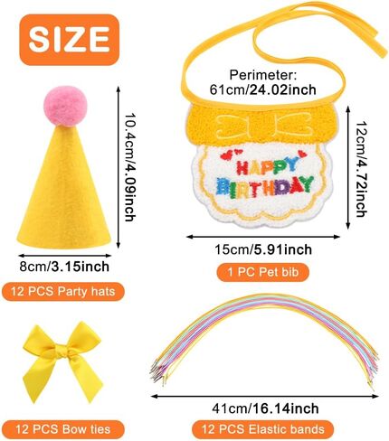 12pcs Mini Party Hats and Scarf for Stuffed Animals, Birthday Party Cone Hats Dog Cat Rabbit Decoration Clothing Accessories Gift in Kuwait