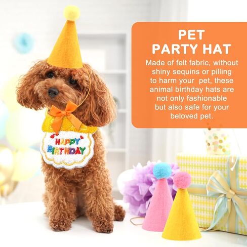 12pcs Mini Party Hats and Scarf for Stuffed Animals, Birthday Party Cone Hats Dog Cat Rabbit Decoration Clothing Accessories Gift in Kuwait