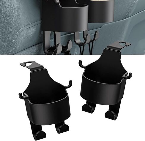 2 PCS Back Seat Cup Holder Hook, Multifunction Car Seat Back Storage Hook, Car Rear-mounted Mobile Phone Holder, Universal for Most Cars (Black) in Kuwait