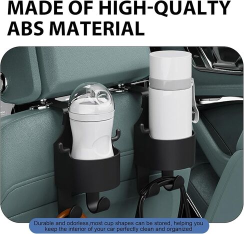 2 PCS Back Seat Cup Holder Hook, Multifunction Car Seat Back Storage Hook, Car Rear-mounted Mobile Phone Holder, Universal for Most Cars (Black) in Kuwait