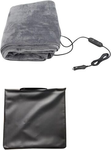 Electric Heated Travel Blanket, Detachable Temperature Controller Blanket, Three Adjustable Temperature Settings with Timer Shut Off & Machine Washable, Ideal for Travel (Grey) in Kuwait