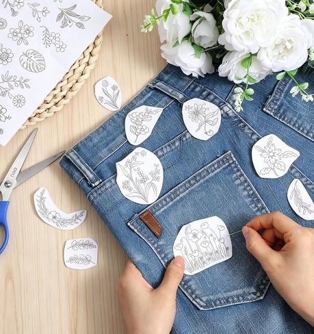 72 Pcs Embroidery Water Soluble Patterns, Flower Pattern Water Soluble Stabilizer, Pre-Printed Stick & Stitch Transfers for Hand Embroidery, DIY Clothing, and Craft Decoration in Kuwait