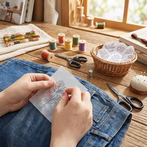 50 PCS Embroidery Patterns Water Soluble Stabilizer for Embroidery, Tear Away Machine & Hand Sewing Patterns, Wash Away Floral Designs for Crafting Hand Sewing Beginners in Kuwait