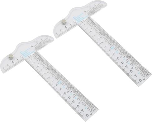2 Pack 6 Inch Plastic T-Square Ruler, Transparent Drafting Tools T Ruler for General Layout Work & Technical Drawing in Kuwait