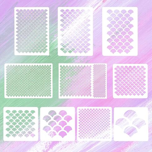 6 Pcs Fish Scale Stencils, Mermaid Scale Template, Multifunctional Face Painting Template, Reusable, Suitable for Wall, Face and Body Painting, As Well As DIY Crafts (6 Pcs) in Saudi Arabia