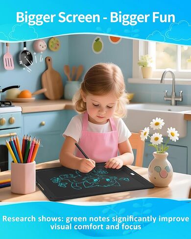 Magnetic LCD Writing Tablet for Fridge,16 Inch Large Drawing Tablet, Drawing Pads for Kids, Reusable Whiteboard for Fridge, Reusable Writing Board for to-Do Lists and Family Messages (Black) in Kuwait