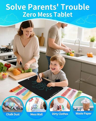 Magnetic LCD Writing Tablet for Fridge,16 Inch Large Drawing Tablet, Drawing Pads for Kids, Reusable Whiteboard for Fridge, Reusable Writing Board for to-Do Lists and Family Messages (Black) in Kuwait