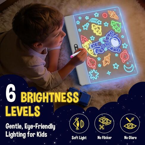 لوحة رسم LED عالية الجودة للأطفال مع 8 تأثيرات ضوئية، لوحة رسومات الشعار المبتكرة اللاسلكية القابلة لإعادة الشحن مقاس 16 بوصة، لوحة مسح جافة من الأكريليك مع حامل، هدايا عيد ميلاد 2026 للأولاد والبنات من سن 3 إلى 12 عامًا in Kuwait