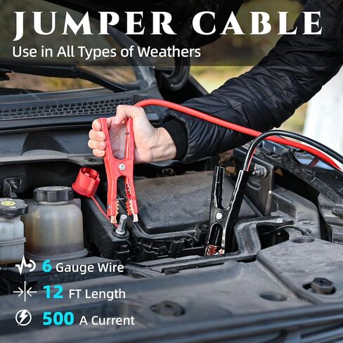 Roadside Emergency Car Kit for Vehicles, Car Emergency Kit with Jumper Cables, Air Compressor, First Aid Kit, Car Safety Tool Kits, Road Trip Assistance for Men, Women, New Driver Gifts in Kuwait