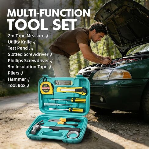 Roadside Emergency Car Kit for Vehicles, Car Emergency Kit with Jumper Cables, Air Compressor, First Aid Kit, Car Safety Tool Kits, Road Trip Assistance for Men, Women, New Driver Gifts in Kuwait