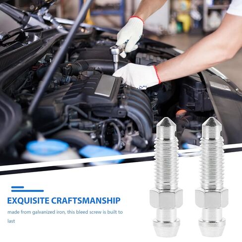 Brake Bleed Screw M7x1.0 Zinc-Plated Air Bleeder Bolt 2-pcs Motorcycle Fork Oil Bleed Valve Replacement for Dirt Bike Brake System Maintenance in Kuwait