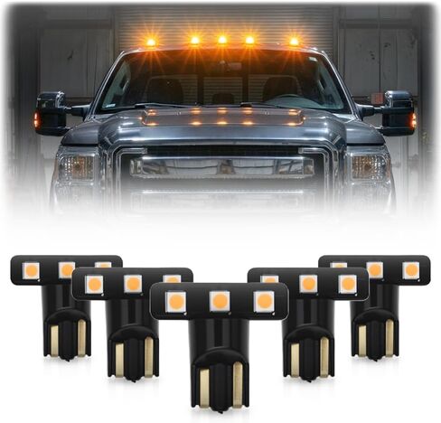 nsautolighting 5 قطع LED لمبات إضاءة سقف الكابينة لـ 1984-2016 Fo'rd F150 F250 F250 HD F350 F450 F550 Super Duty Amber LED أمامي علوي للسقف الجري مصابيح ماركر (مصابيح كهرمانية) in Kuwait