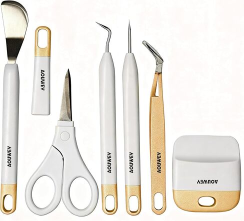 Craft Vinyl Weeding Tools Set,Craft Vinyl Tools Kit,Gold 6pcs Weeding Kits,for Silhouette/Cricut/Siser/Oracal 631 651 751Vinyl in Kuwait