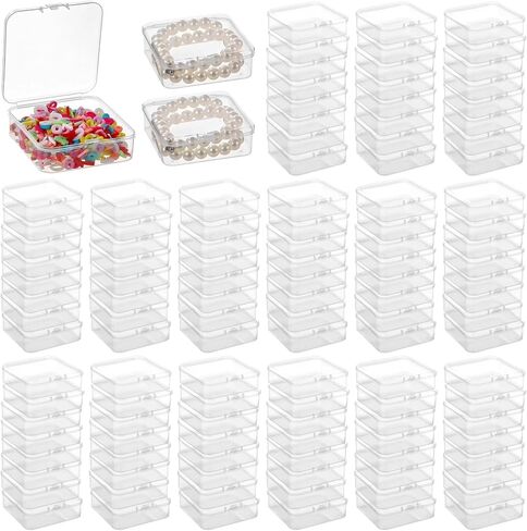 Joyibay 120 PCS Clear Plastic Bead Storage Containers, 3×3×1 in Small Square Organizer Boxes with Hinged Lids, Mini Storage Cases for Jewelry, Crafts, Parts, Small Household Items in Kuwait