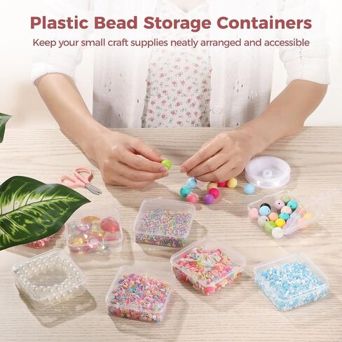 Joyibay 120 PCS Clear Plastic Bead Storage Containers, 3×3×1 in Small Square Organizer Boxes with Hinged Lids, Mini Storage Cases for Jewelry, Crafts, Parts, Small Household Items in Kuwait