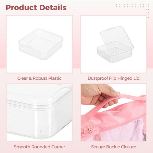 Joyibay 120 PCS Clear Plastic Bead Storage Containers, 3×3×1 in Small Square Organizer Boxes with Hinged Lids, Mini Storage Cases for Jewelry, Crafts, Parts, Small Household Items in Kuwait