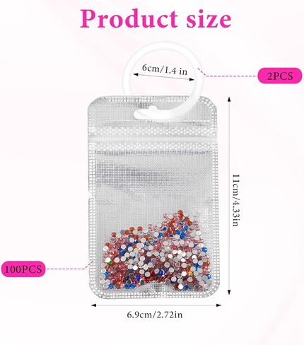Elegaperma 100pcs Diamond Art Bags for Beads, Diamond Art Beads Storage Bags, Reusable Zipper for DIY Gem & Bead, Craft Supplies Storages Accessories in Kuwait