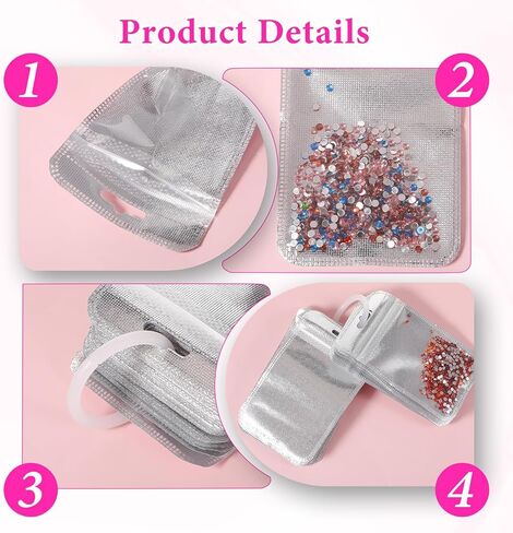 Elegaperma 100pcs Diamond Art Bags for Beads, Diamond Art Beads Storage Bags, Reusable Zipper for DIY Gem & Bead, Craft Supplies Storages Accessories in Kuwait