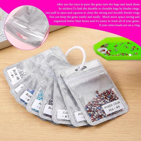 Elegaperma 100pcs Diamond Art Bags for Beads, Diamond Art Beads Storage Bags, Reusable Zipper for DIY Gem & Bead, Craft Supplies Storages Accessories in Kuwait