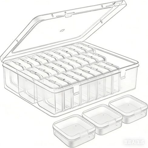 Clear Plastic Storage Container with Hinged Lid, Mini Rectangle Organizer Box for Beads and Diamond Crafts (30 Grids) in Kuwait