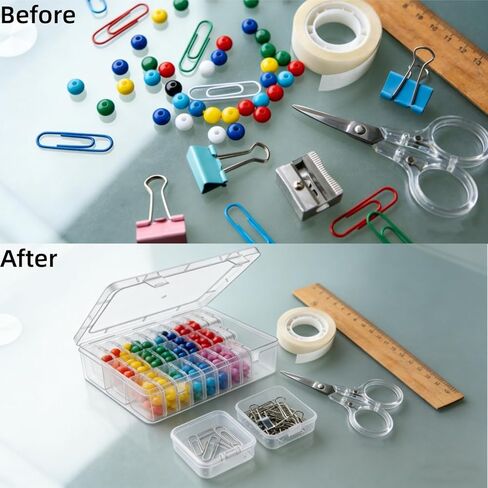 Clear Plastic Storage Container with Hinged Lid, Mini Rectangle Organizer Box for Beads and Diamond Crafts (30 Grids) in Kuwait