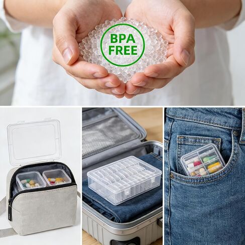 Clear Plastic Storage Container with Hinged Lid, Mini Rectangle Organizer Box for Beads and Diamond Crafts (30 Grids) in Kuwait