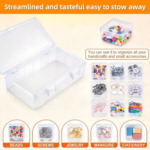 Clear Plastic Storage Container with Hinged Lid, Mini Rectangle Organizer Box for Beads and Diamond Crafts (30 Grids) in Kuwait