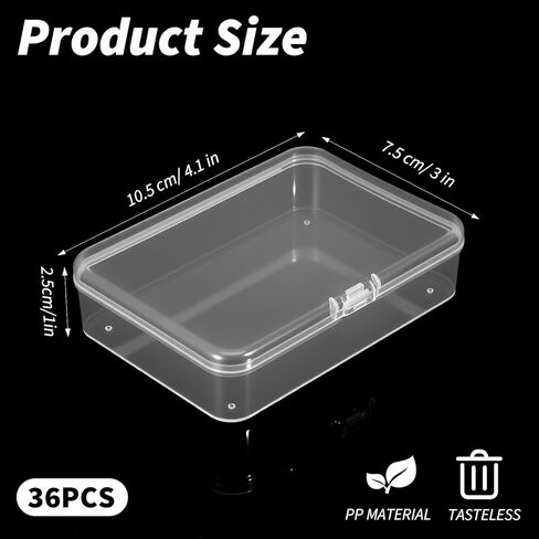 36 Pcs Clear Plastic Beads Storage Containers Box with Lids Multiple Sizes Storage Square Containers for Jewelry Beads Craft Supplies, 4.1 x 3 x 1in in Kuwait