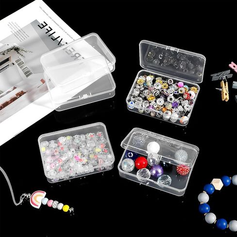 36 Pcs Clear Plastic Beads Storage Containers Box with Lids Multiple Sizes Storage Square Containers for Jewelry Beads Craft Supplies, 4.1 x 3 x 1in in Kuwait
