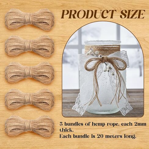 Hoteam 49 Yards White Lace Ribbon 15 Rolls and 328 ft Jute Twine, Craft Ribbon 0.5 to 2.36 Inch Assorted Pattern for Wedding Party Rustic Decoration Gift Wrapping DIY Crafts Home, 3.28 Yards for Each in Kuwait