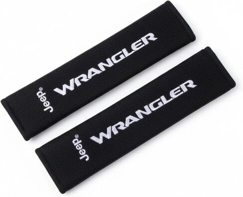 Jeep Wrangler Seat Belt Covers 2-Pack – Embroidered Logo Padded Shoulder Protectors 3" x 10" Black in Kuwait