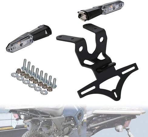 KLR650 Fender Eliminator Kit with LED Turn Signals, Motorcycle Accessories Rear Tail Tidy License Plate Holder Bracket with LED Light Compatible with Gen3 KLR 650 2022 2023 2024 2025 2026 (Smoke) in Saudi Arabia